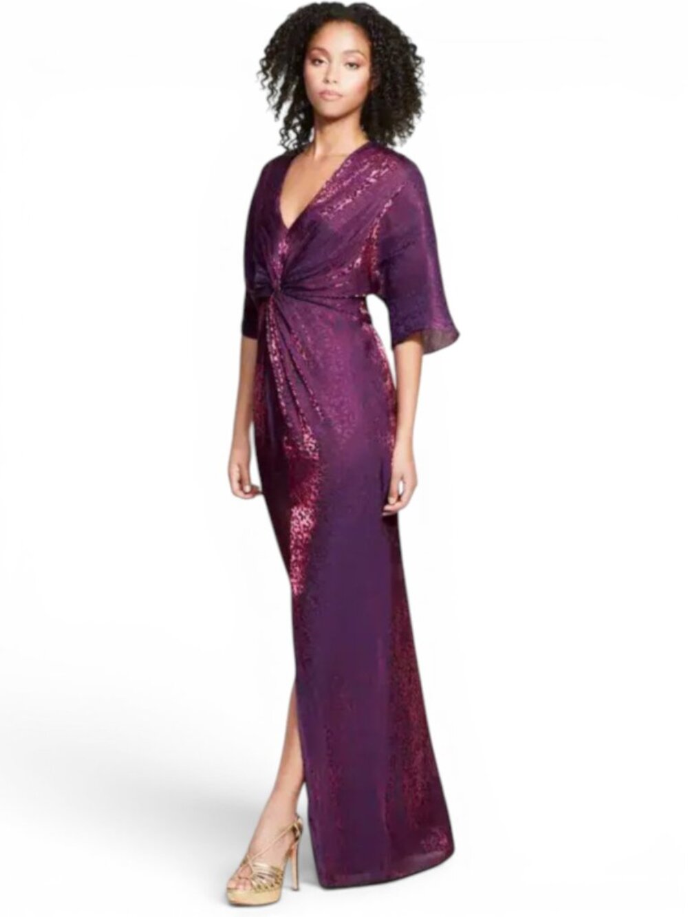 Rachel Zoe Joplin Metallic Purple Leopard Jacquard Lame Caftan Dress NWT New 8